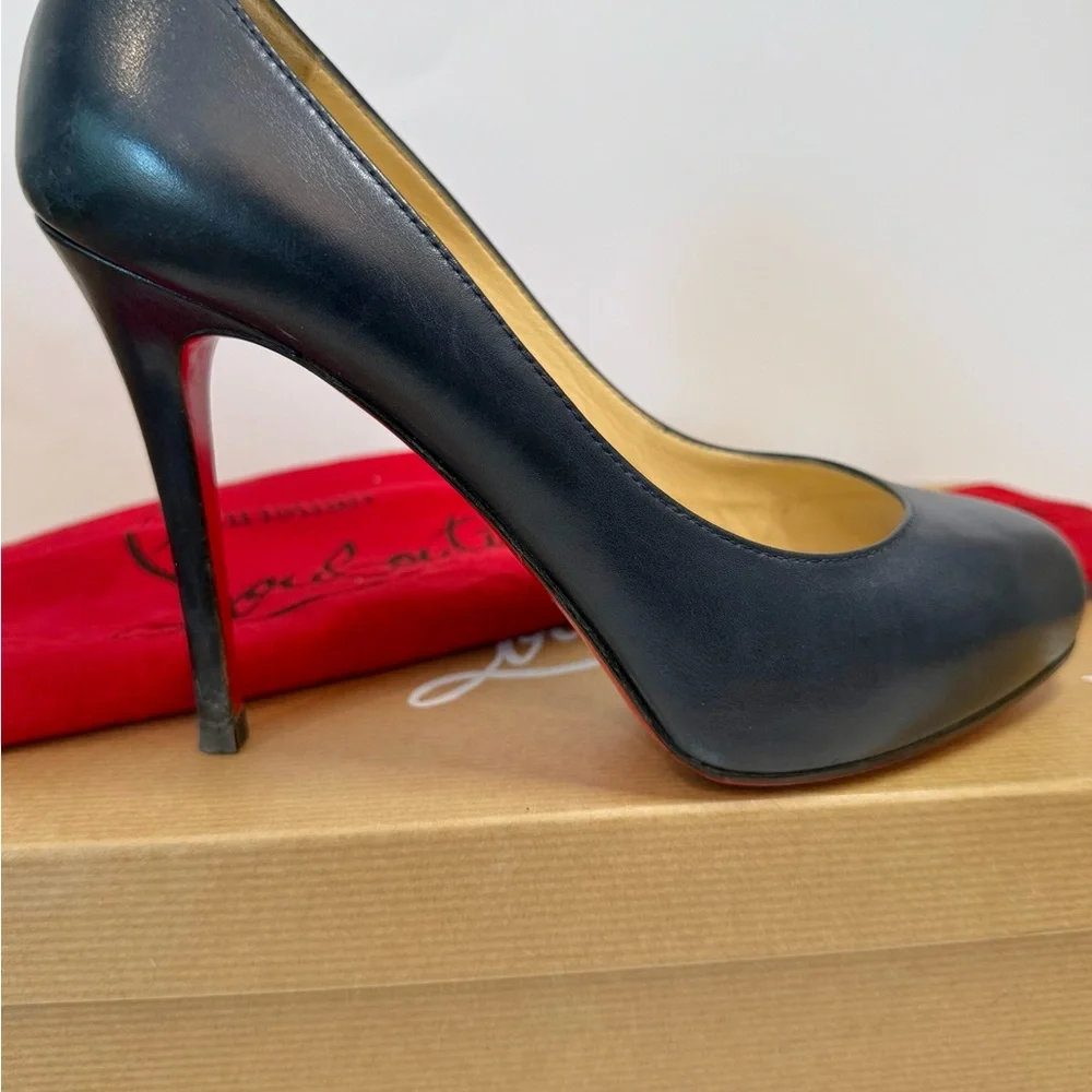 Christian Louboutin Simple Pump 100 Navy 37 Minimalist Feminine Designer Heels - Picture 7 of 7
